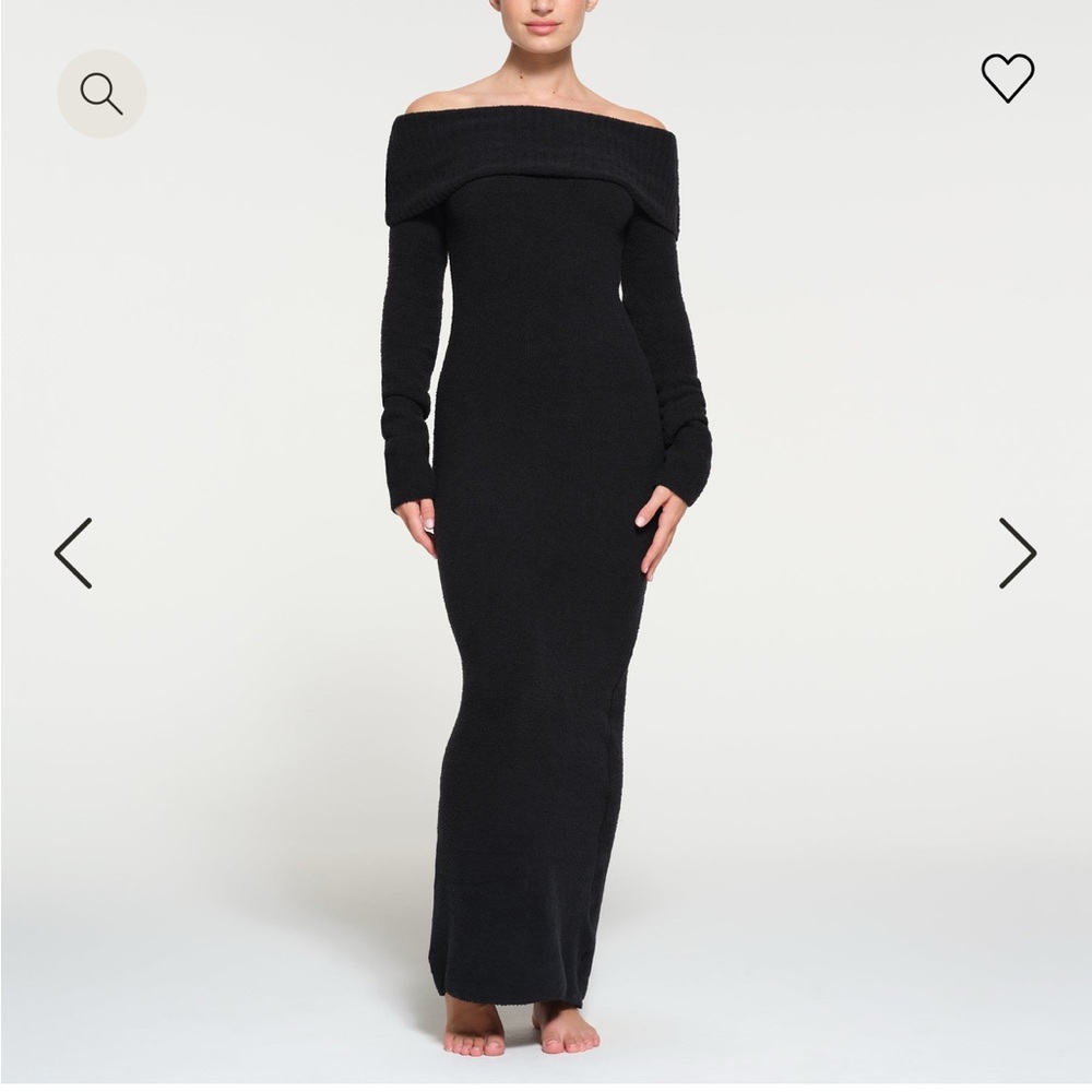 Skims knit off the shoulder cozy dress